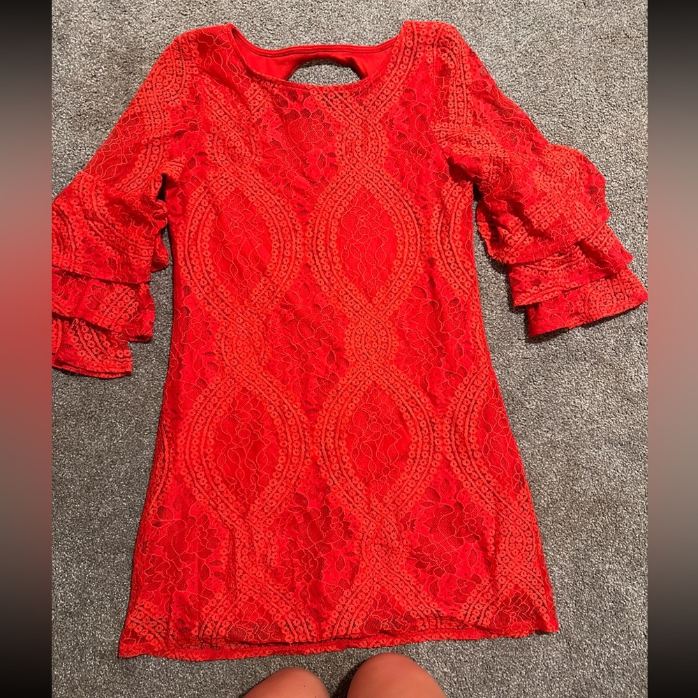 Red lace dress